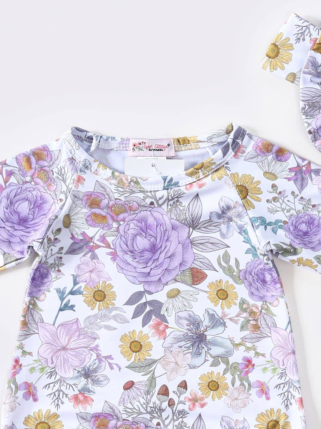 Lilac Rustic Floral Baby NB Gown