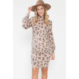 Maternity Leopard Mock Neck Midi Dress
