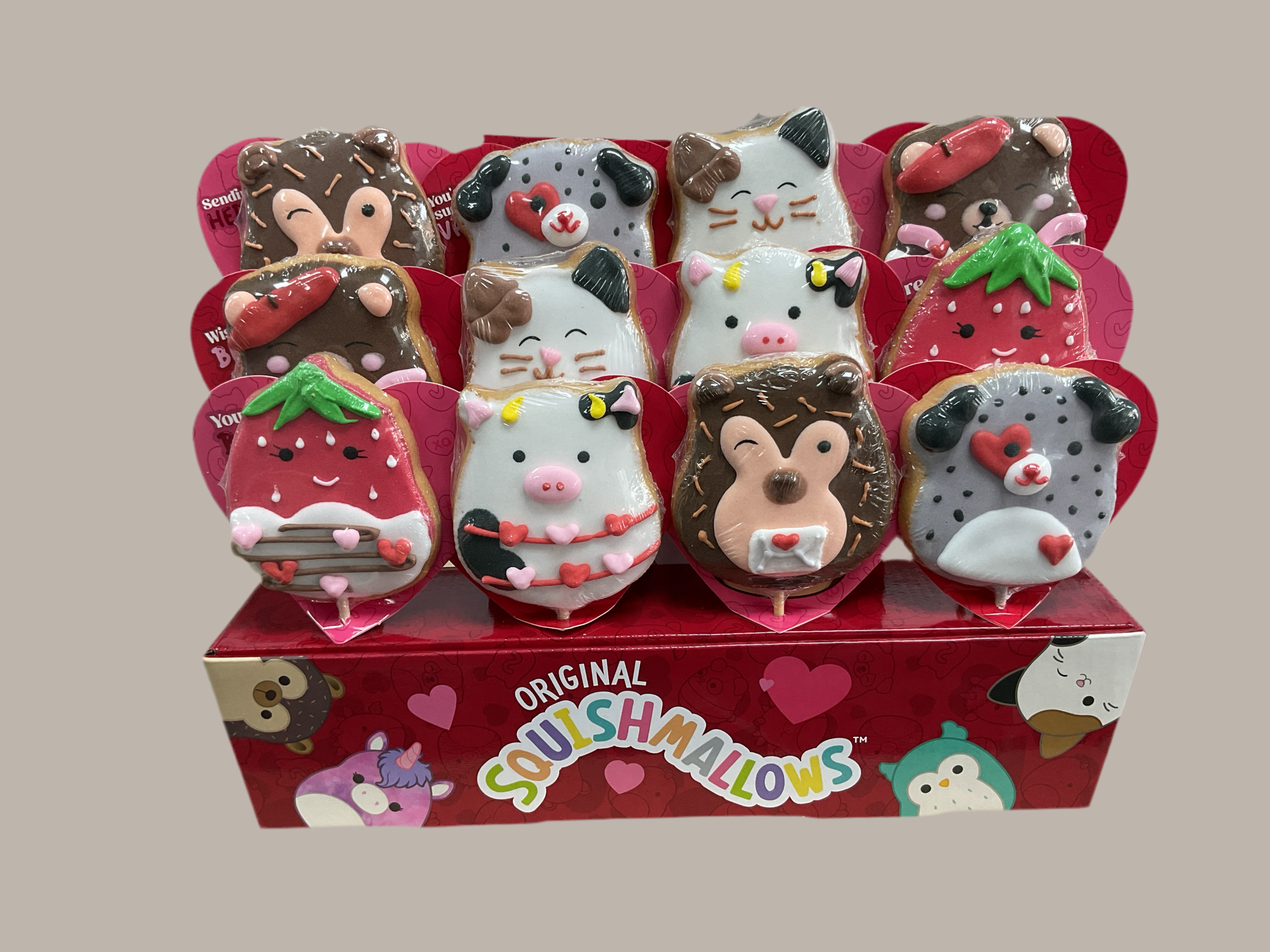 Squish Mallows | cookie pop valentines 6 assorted character designs