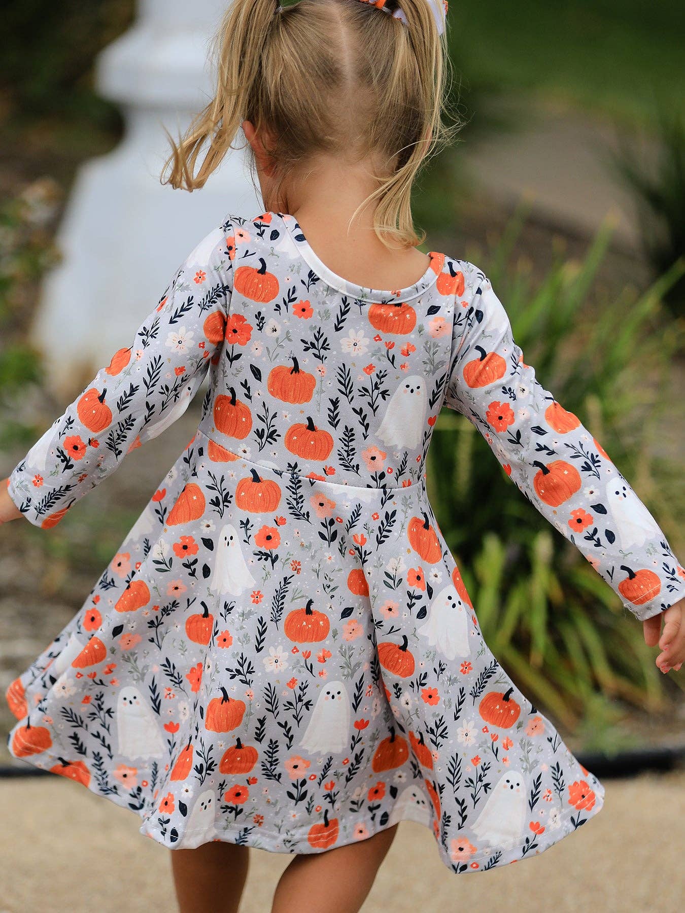 Halloween Pumpkin Ghost Twirl Dress