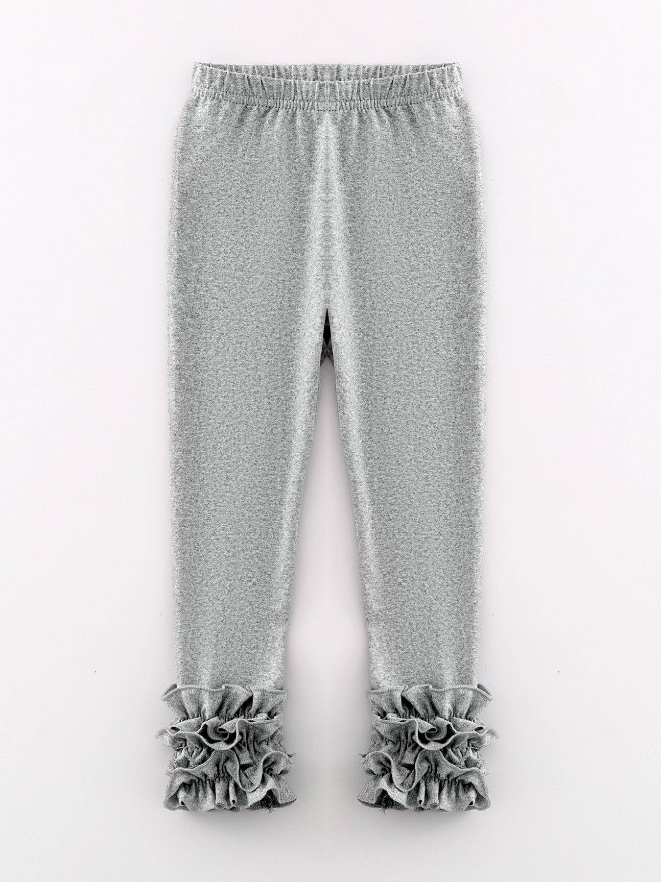 Grey Milk Silk Ruffled Solid Icing Legging