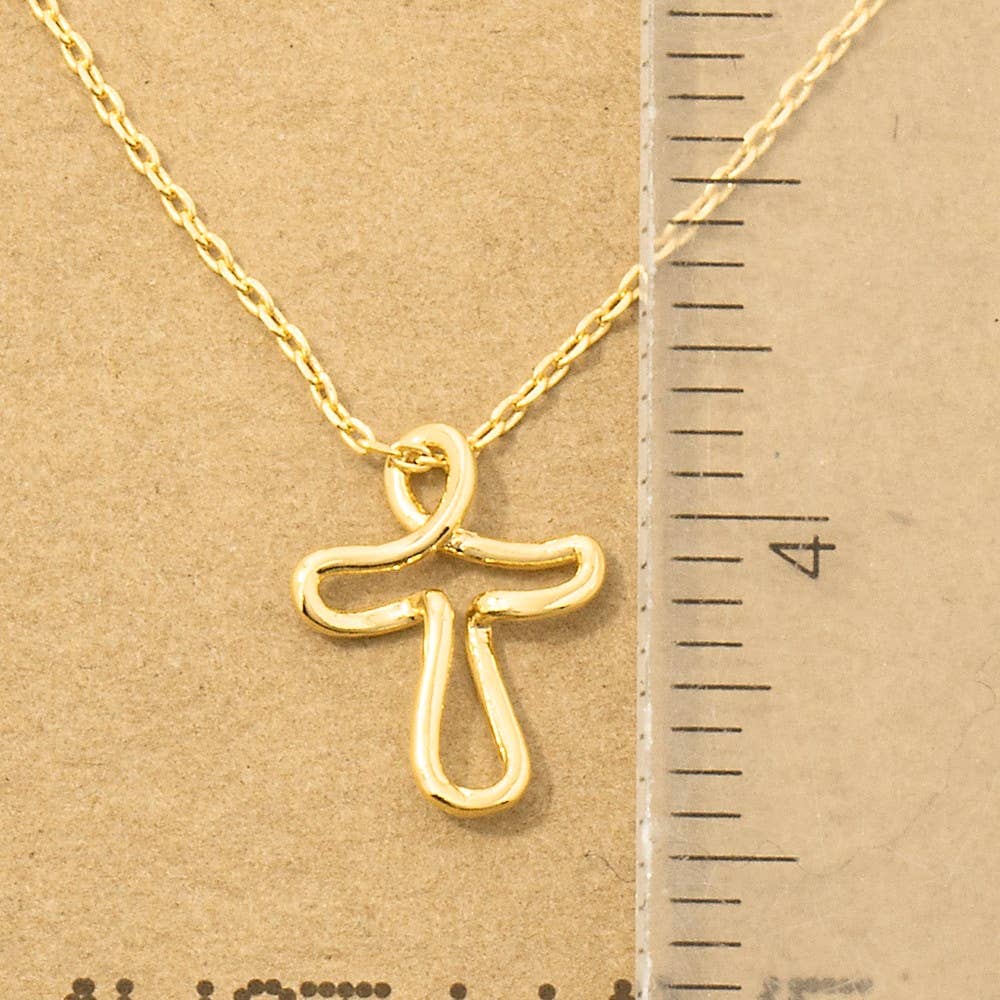 Gold Dipped Wire Cross Pendant Necklace
