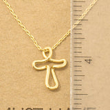 Gold Dipped Wire Cross Pendant Necklace