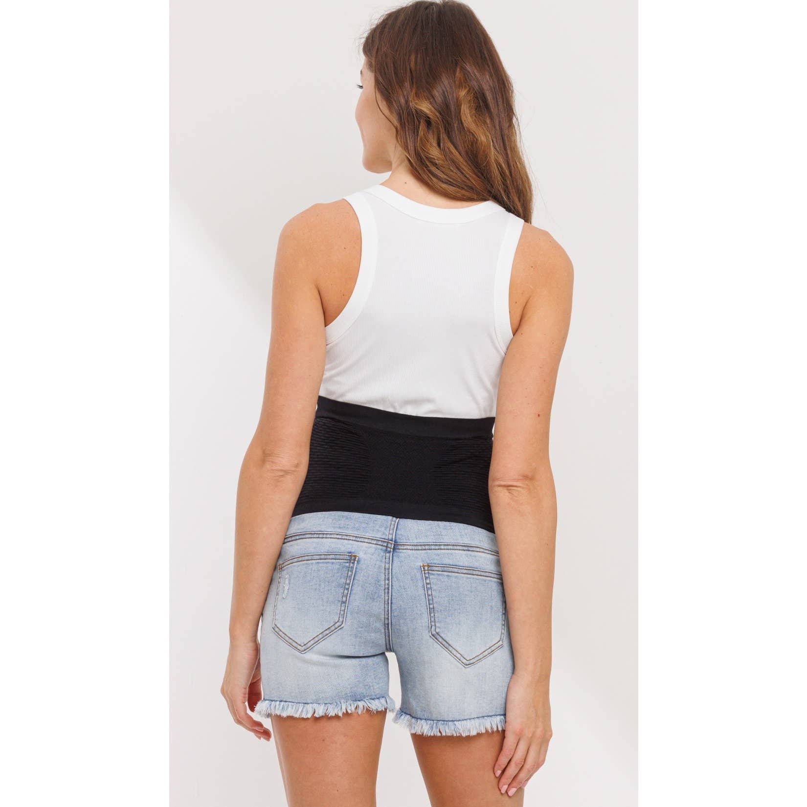 Frayed Denim Maternity Full Panel Shorts