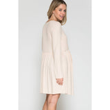 Maternity Wrap Waist Ruched Ruffle Spring Midi Dress