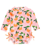 Baby Girls Orange You The Sweetest Long Sleeve One Piece Rash Guard