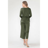 Maternity Shirring Drawstring Top & Wide Pants Basic Sets