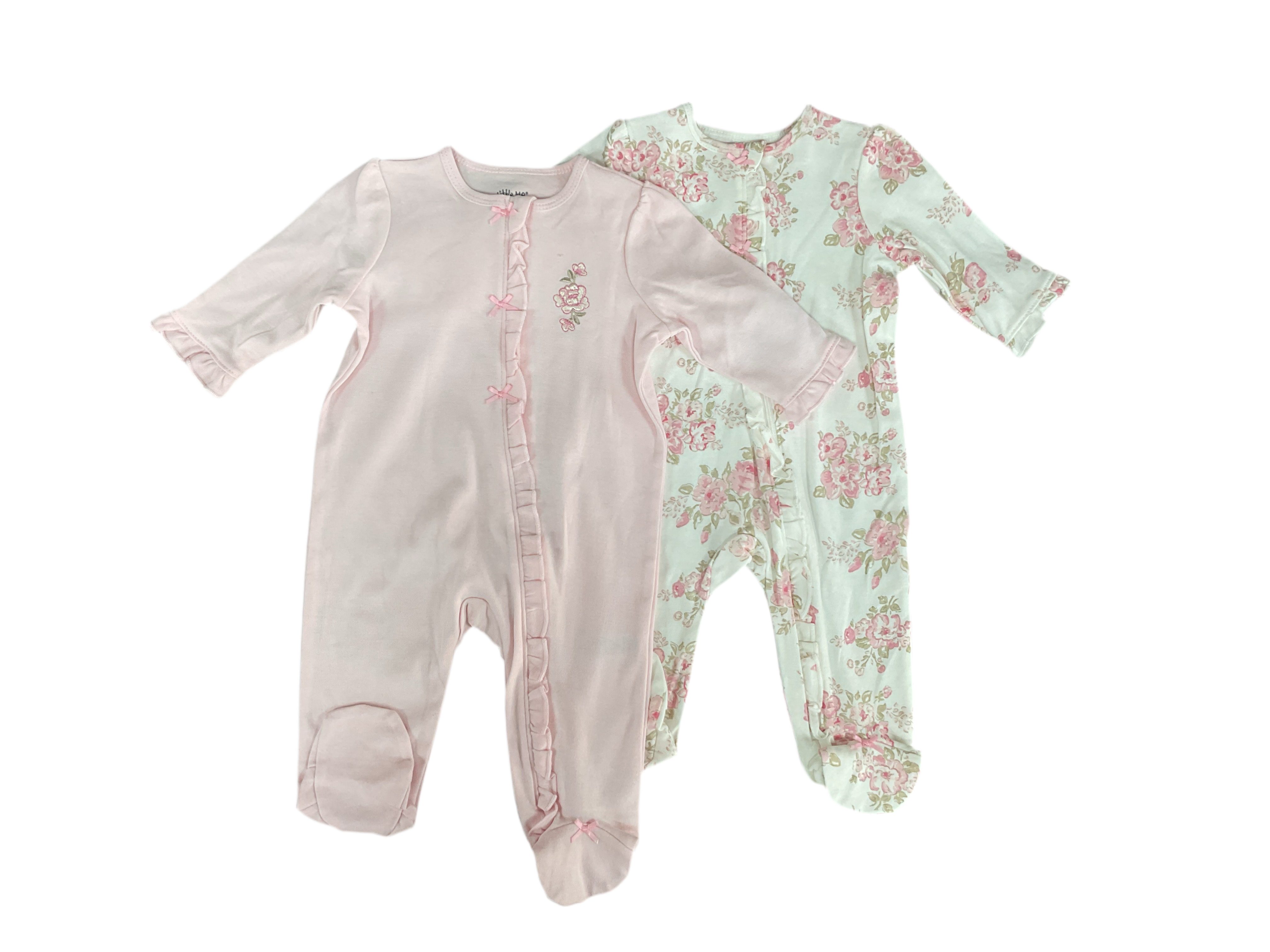 Little Me- 2Pk Pink Floral Footies