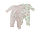 Little Me- 2Pk Pink Floral Footies