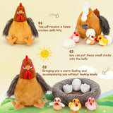 8Pcs Stuffed Animal, Stuffed Hen with Little Baby Chicks and Coop