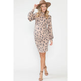 Maternity Leopard Mock Neck Midi Dress