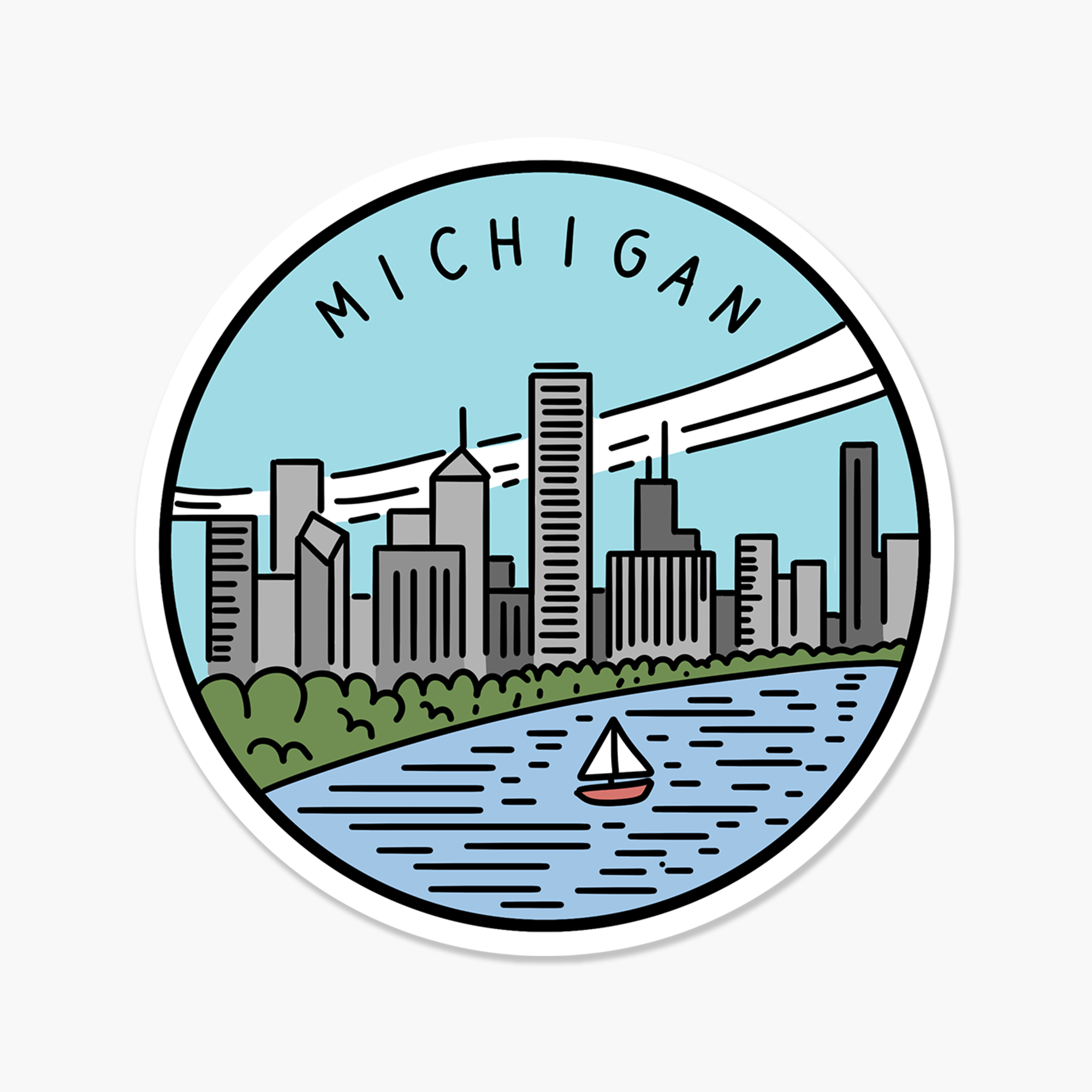 Michigan Illustrated US State  - Travel Sticker
