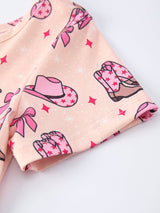 Western Print Girl Short Sleeve Dress