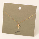 Pearly Studded Cross Pendant Necklace