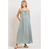 Cotton Halter Maternity Column Maxi Dress