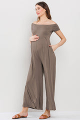 Off-the-Shoulder Wide-Leg Maternity Jumpsuit