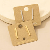 Gold Dipped Dainty Bar Stud Earrings