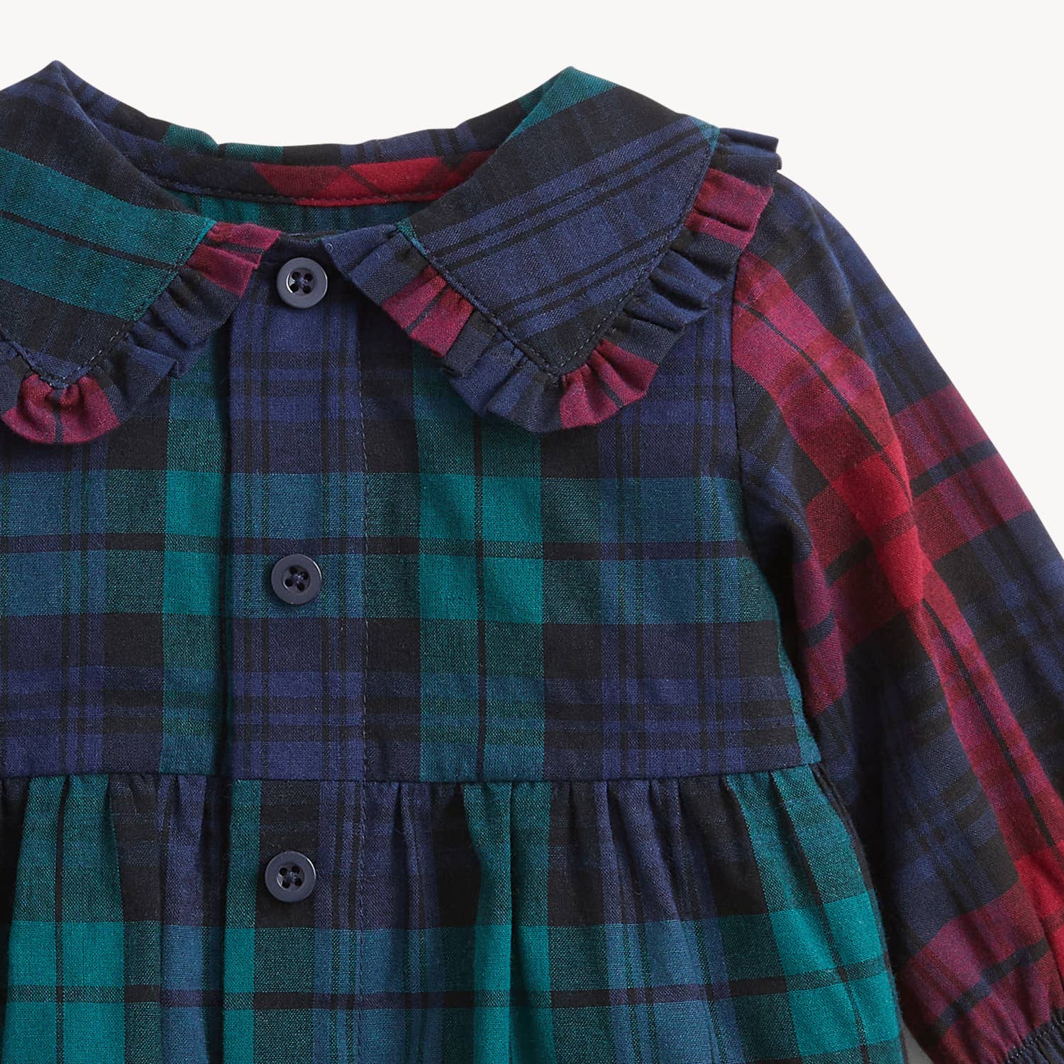 Magnetic Me | PLAID FLANNEL RED MULTI BABY GIRLS ROMPER