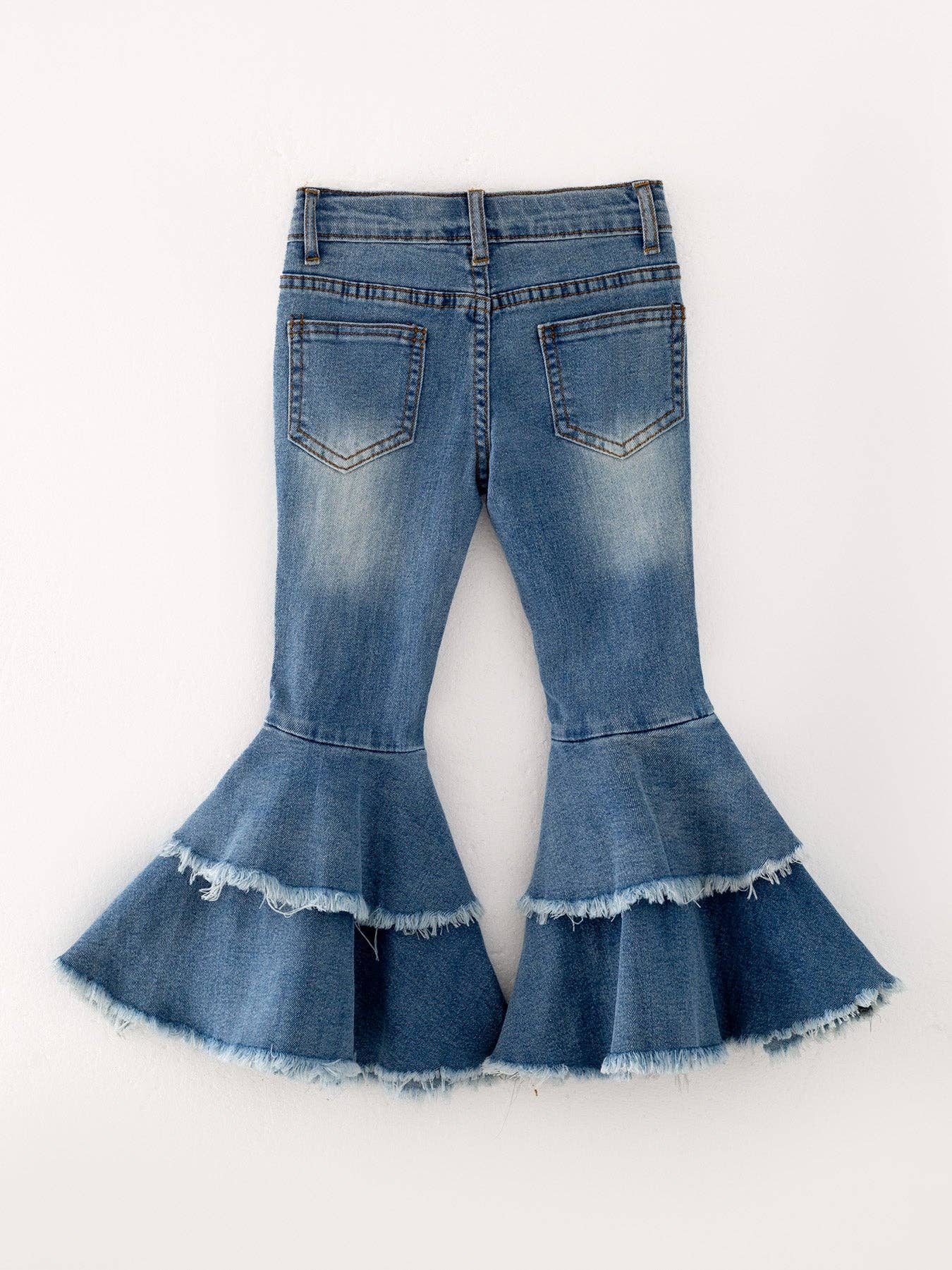 Light Blue Bell-bottoms Denim Jeans Pants Elastic