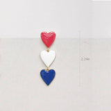 USA Enamel Heart Drop Stud Earrings