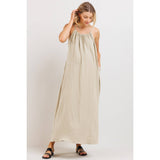 Cotton Halter Maternity Column Maxi Dress