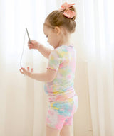 Vaenait Baby - Bamboo Tie Dyeing Tropical Neon Pink Short Sleeve PJs