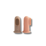 Silicone Finger Toothbrush Set of Two with Case - Clay/Taupe