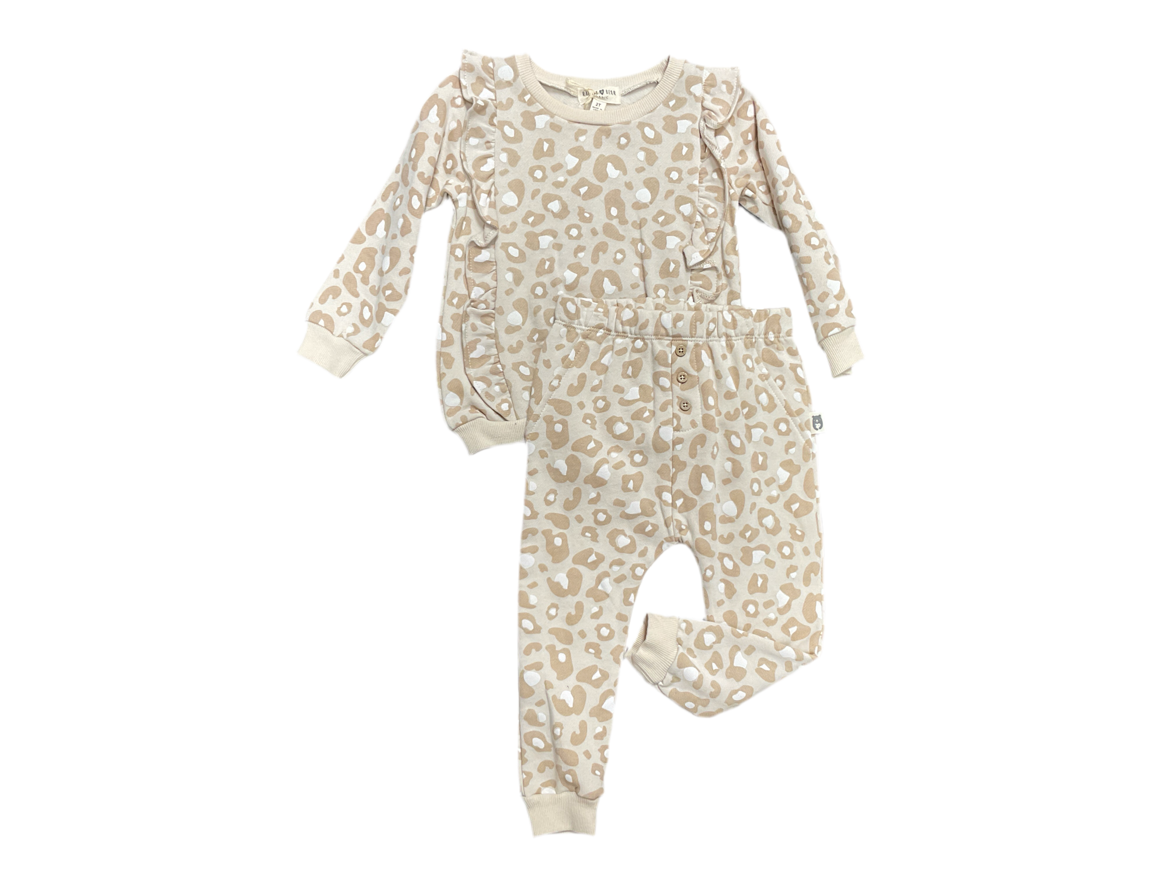 Rabbit + Bear Organics- Cheetah Print Sweater Set