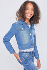 Girls Essential Denim Jacket With Removable Hoodie