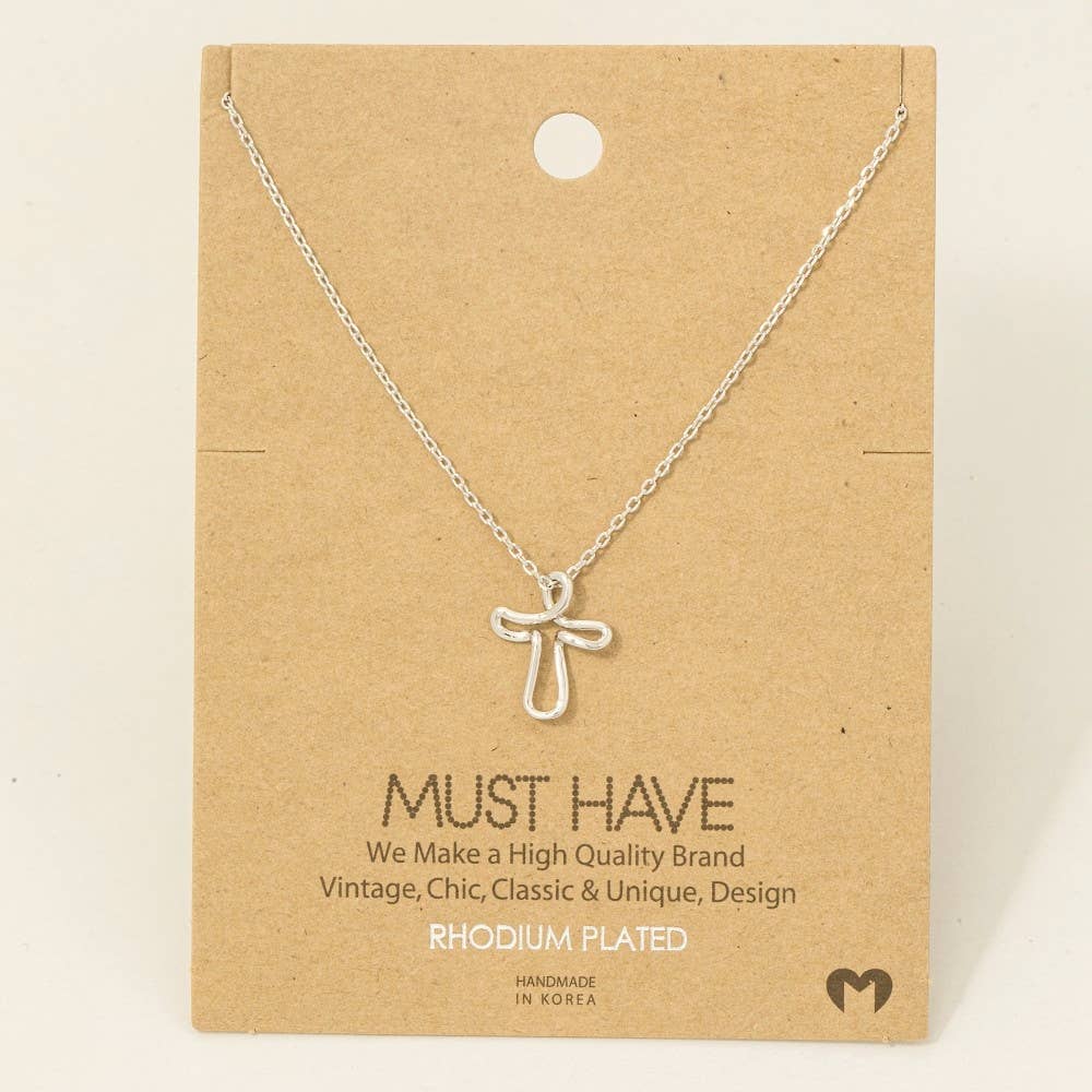 Gold Dipped Wire Cross Pendant Necklace