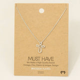 Gold Dipped Wire Cross Pendant Necklace