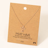 Gold Dipped Wire Cross Pendant Necklace