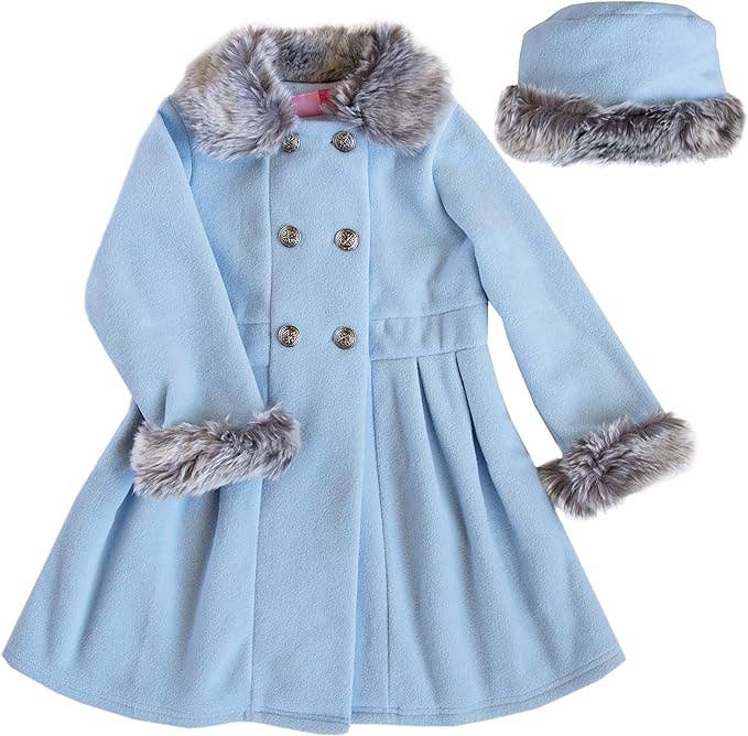 Double Breasted Blue Fleece Coat