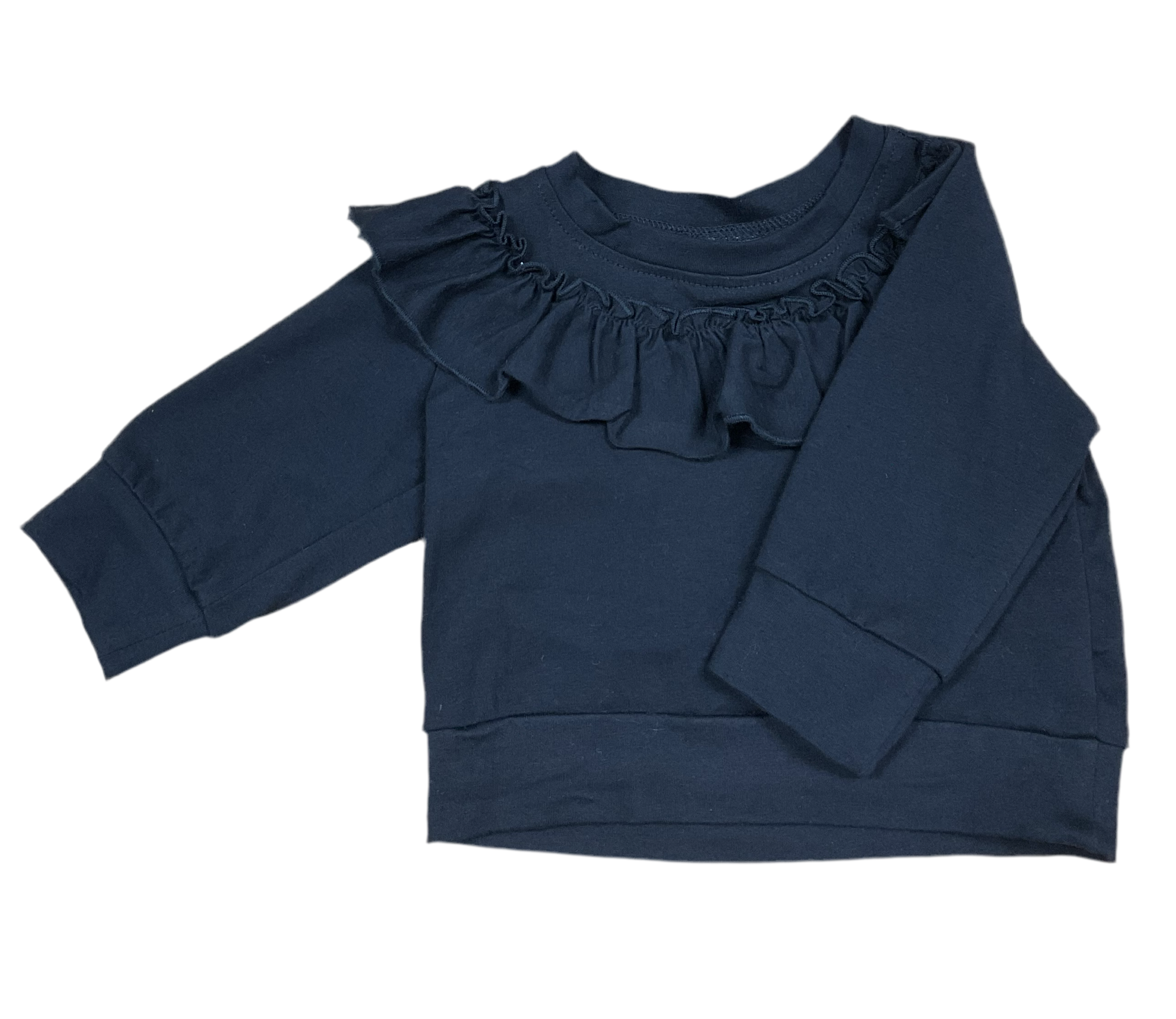 Black Ruffle Collar Shirt 6M