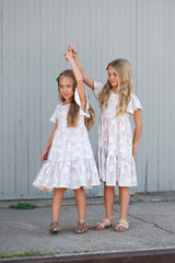 Spring Floral Flutter Sleeve Twirl Dress