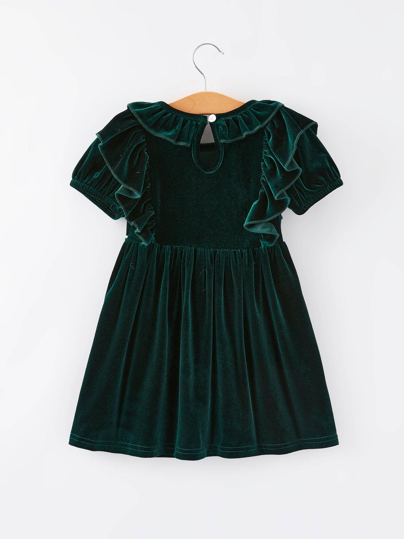 Rylee Faith Designs - Christmas Dark Green Velvet Girls Dress