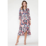 Maternity Floral V-Neck OverLap Long Spring Dress