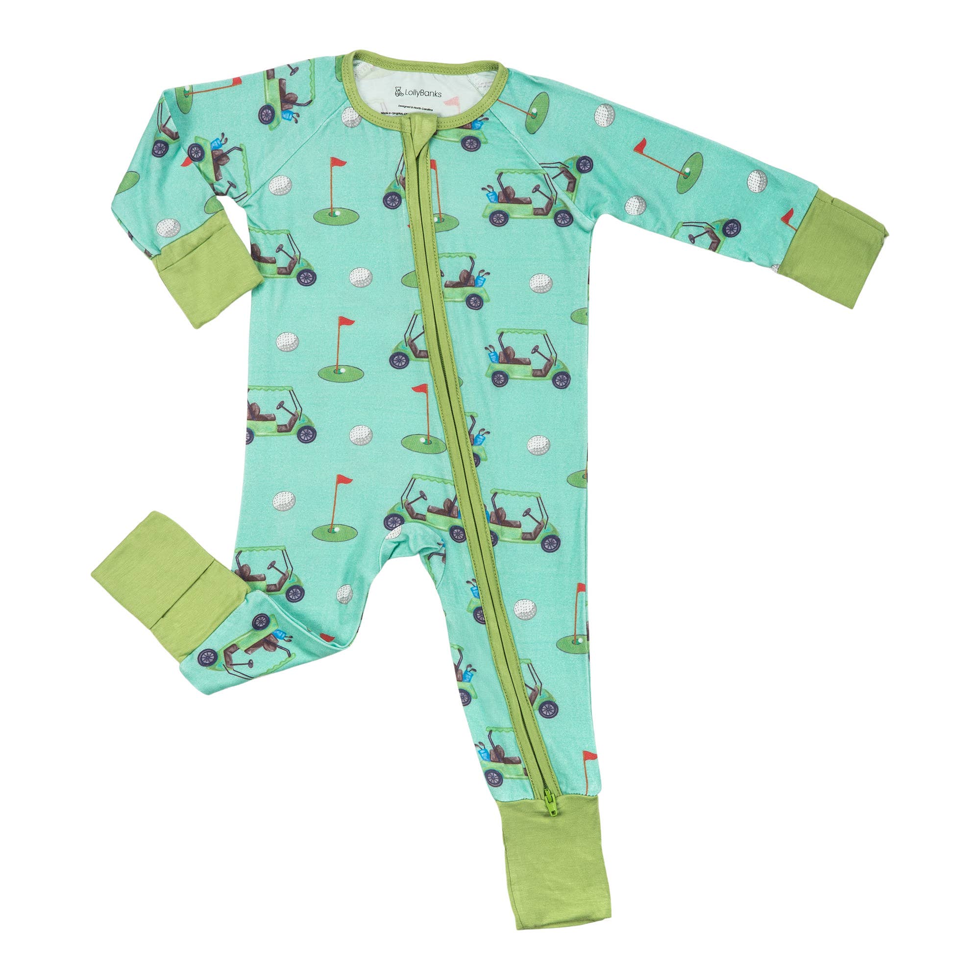 Golf A Round Baby Bamboo Pajamas, 2 Way Zipper Baby Romper