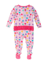 RuffleButts + RuggedButts - Baby Girls Be My Valentine Bamboo Viscose Footed Ruffle One Piece Pajama