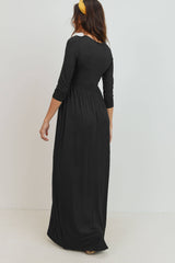 Surplice Quarter Sleeve Nursing Maxi Dress