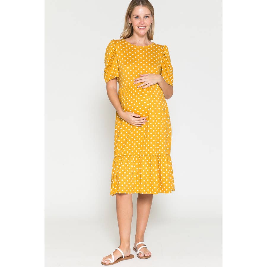 Maternity Polka Dot Babydoll Midi Dress