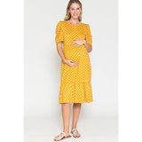 Maternity Polka Dot Babydoll Midi Dress