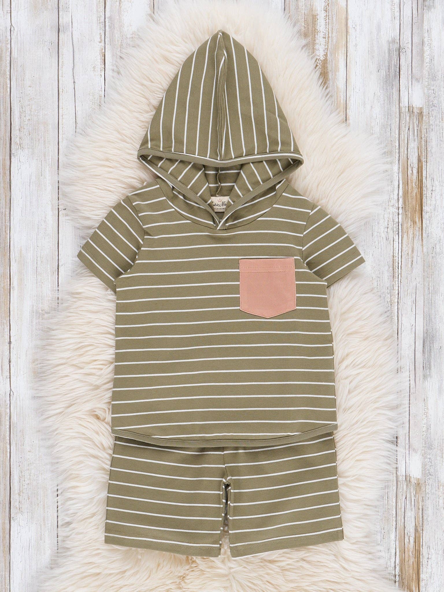 Green Striped Pocket Hoodie Outfit