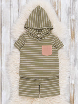 Green Striped Pocket Hoodie Outfit