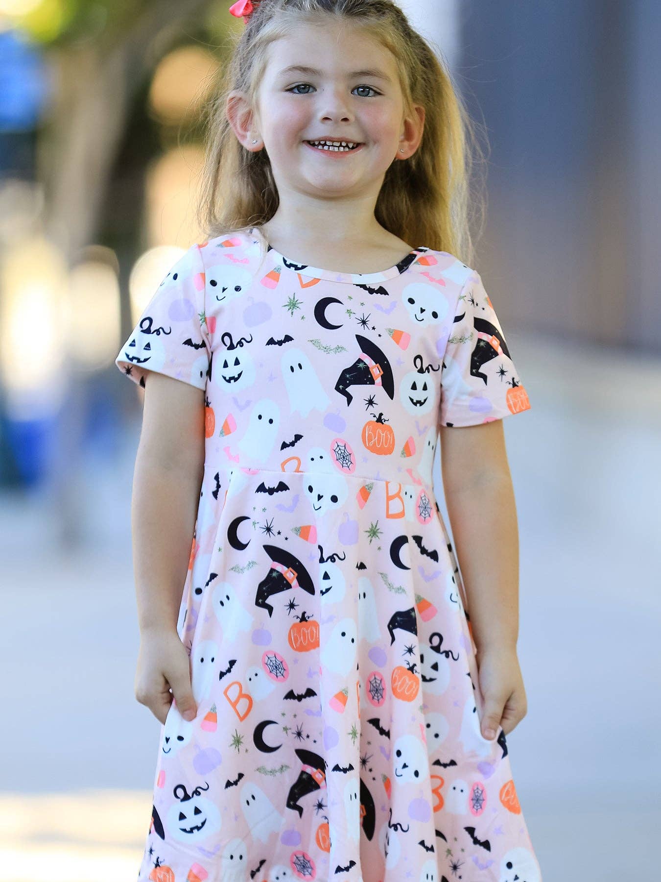 Halloween Ghost Twirl Dress Short-sleeved