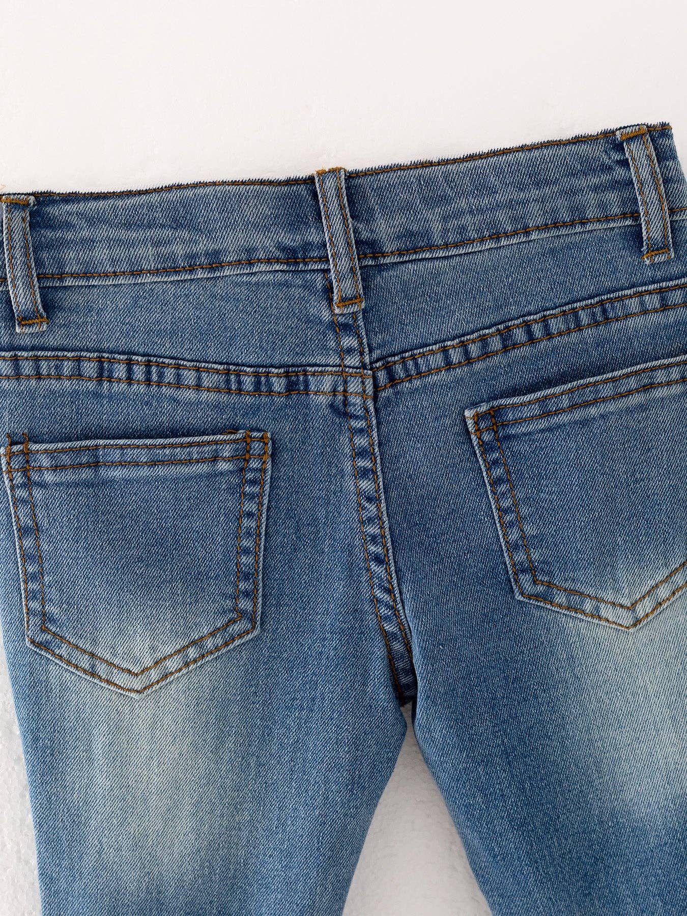 Light Blue Bell-bottoms Denim Jeans Pants Elastic