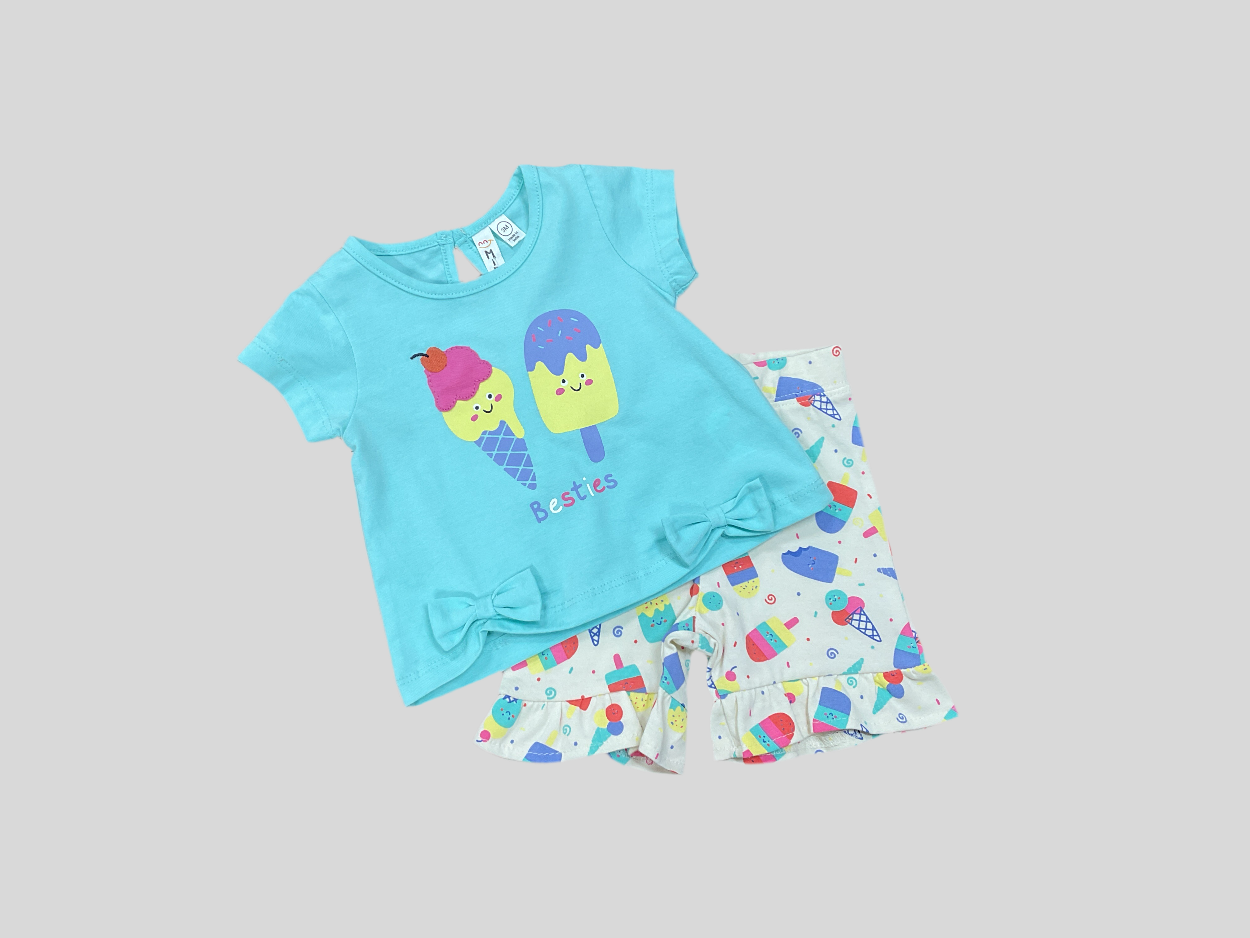 MINIBAMBA | ice cream “besties” 2Pc short and tee shirt set