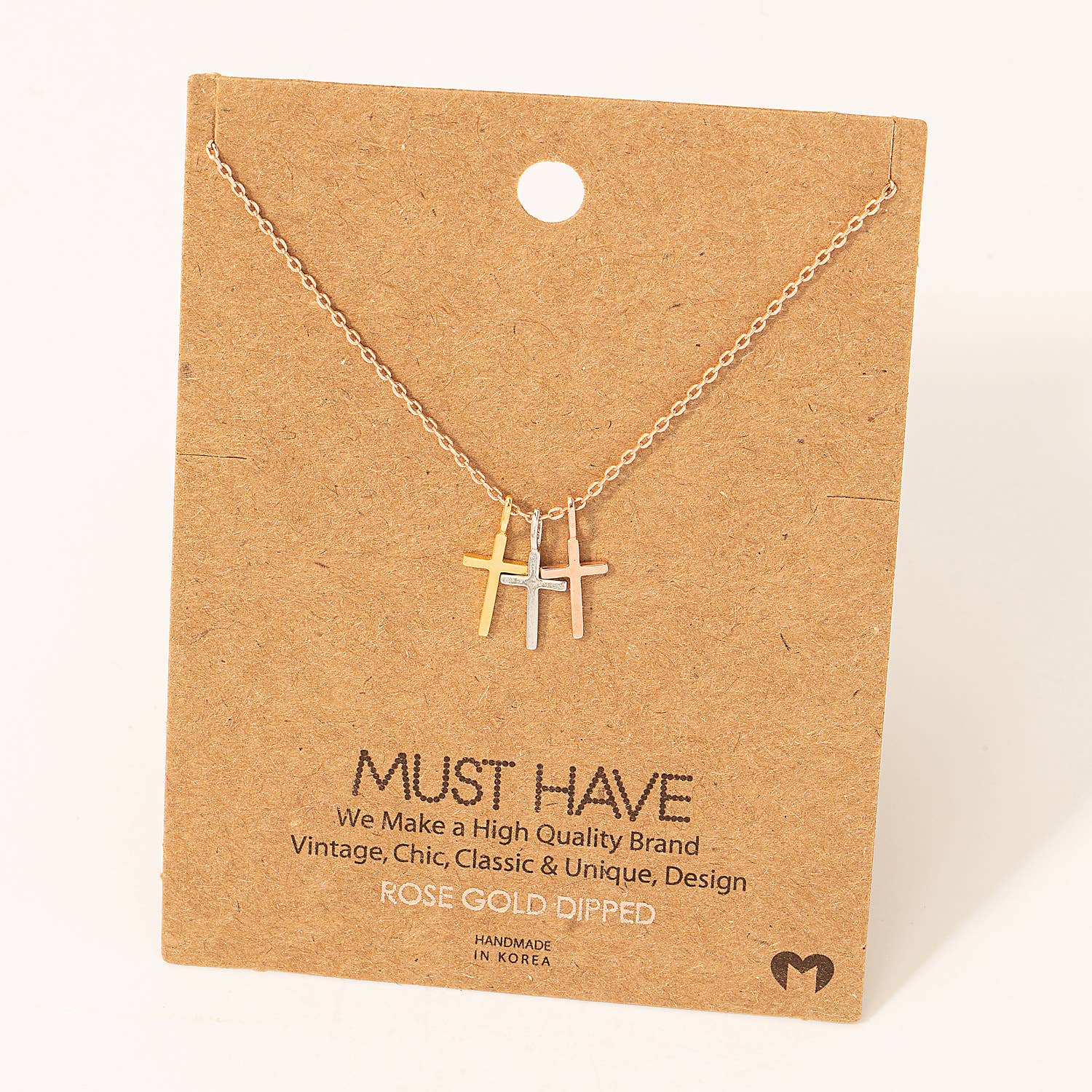 Triple Cross Pendant Necklace