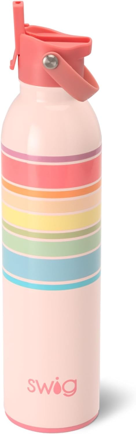 Swig Life 26oz Insulated Water Bottle, Travel Water Bottle with Straw and Lid, Cup Holder Friendly, Stainless Steel (Good Vibrations)