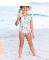 Girls Ice Cream Social Ruffle V-Back One Piece